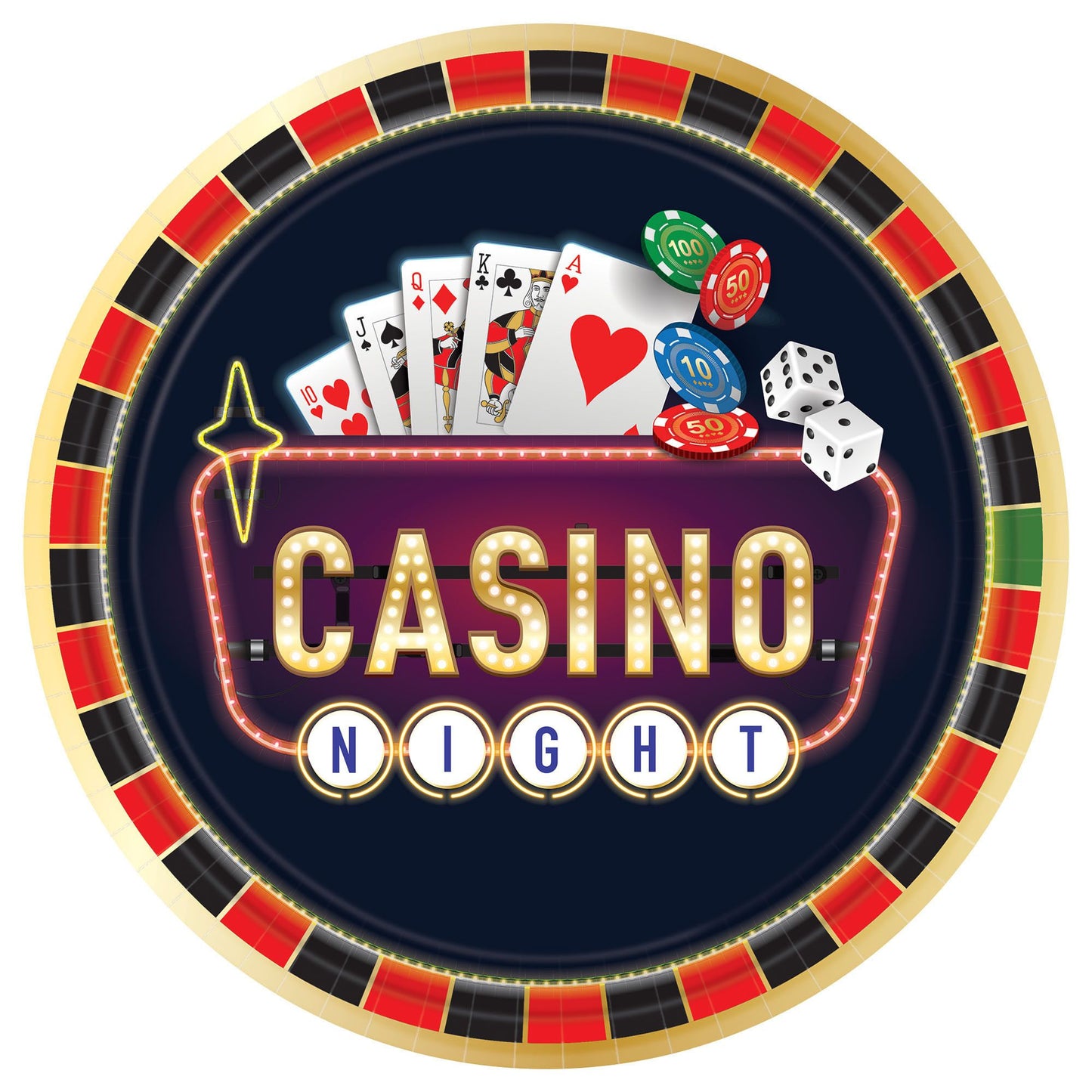 10.5" Paper Plates - Roll The Dice (8ct) - Amscan