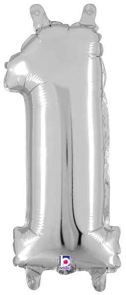 14" Megaloon Jr. Number 1 - Silver (5ct) - Betallic