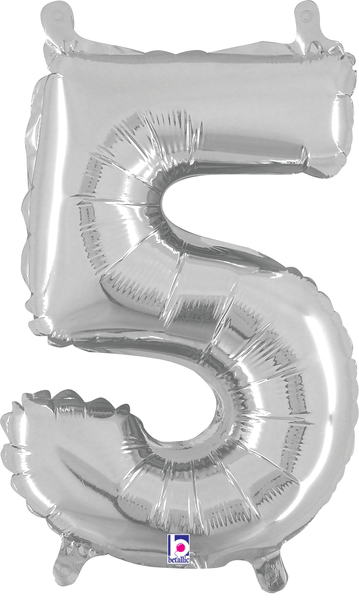 14" Megaloon Jr. Number 5 - Silver (5ct) - Betallic