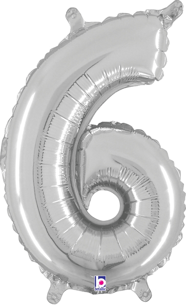14" Megaloon Jr. Number 6 - Silver (5ct) - Betallic