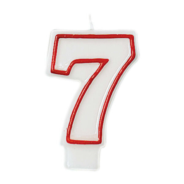3" Red & White 7 Molded Candle