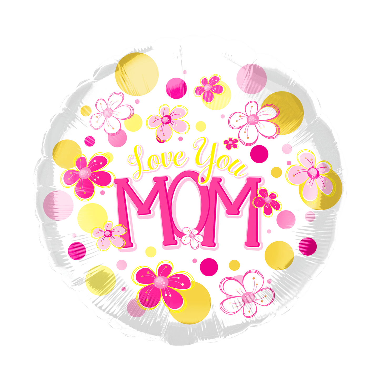 18" Love You Mom Flowers and Dots (50ct) - Party America