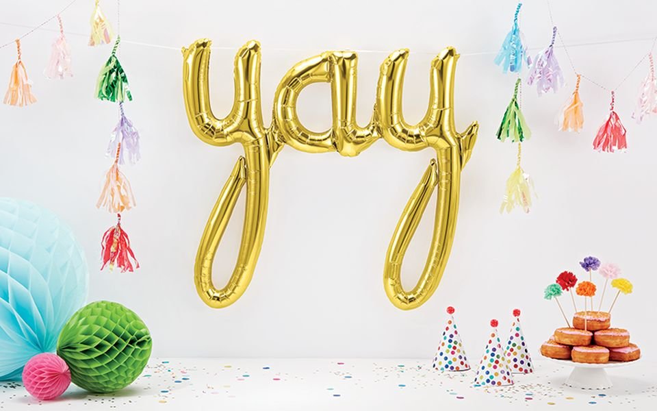 33" Yay Script Balloon - Gold - Northstar Balloons