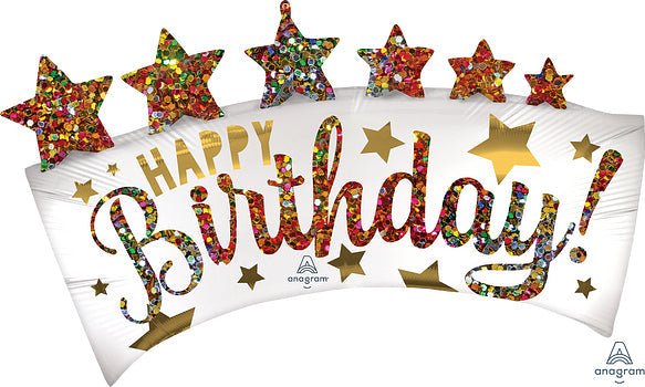 34" Happy Birthday Glitter Banner - Anagram