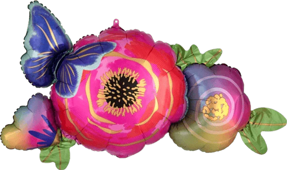 37" Satin Infused Flower & Butterfly - Anagram