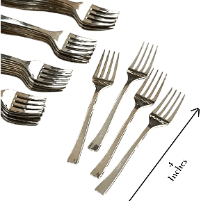 4" Mini Dessert Forks - Silver (36ct) - Natural Star Inc
