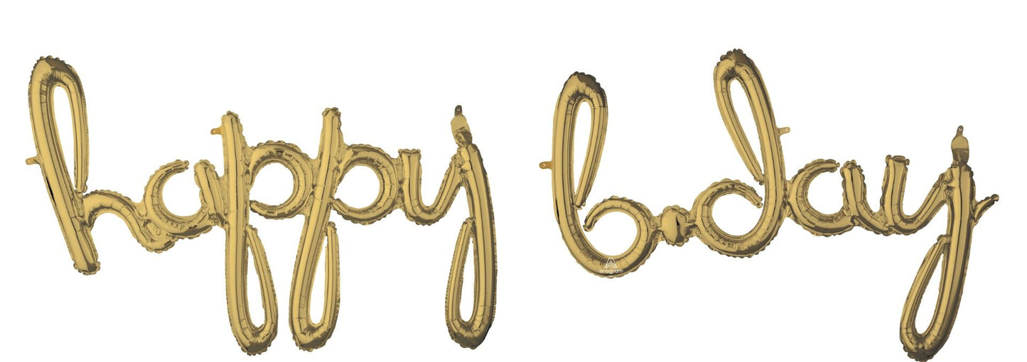 Script Phrase ″Happy Bday" White Gold (Air-Fill Only)