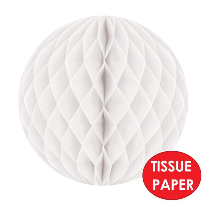 Tissue Ball White 12" Honeycomb Decoration