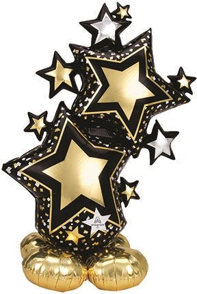59" AirLoonz™ - Black & Gold Star Cluster - Anagram
