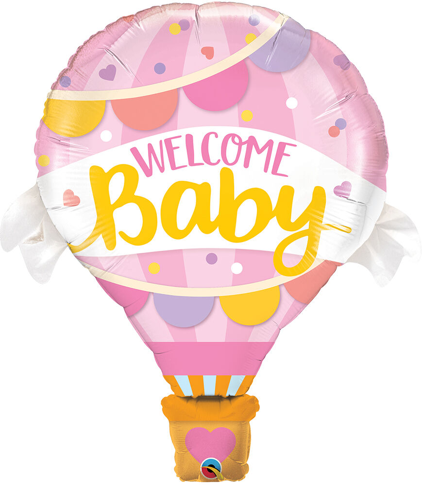 Welcome Baby Pink Hot Air Balloon 42″ Balloon