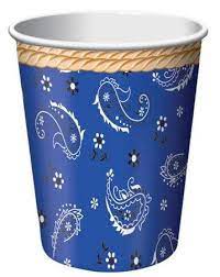 9oz Cups - Blue Bandana Cowboy (8ct) - Creative Converting
