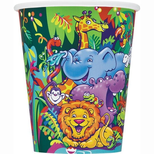 9oz Paper Cups - Smiling Safari (8ct) - Unique