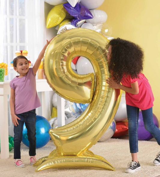 Number 9 White Gold Standing 50″ Balloon