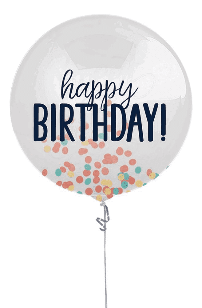 Amscan Latex Happy Birthday 24″ Clear Jumbo Latex Balloon & Multi-Color Confetti