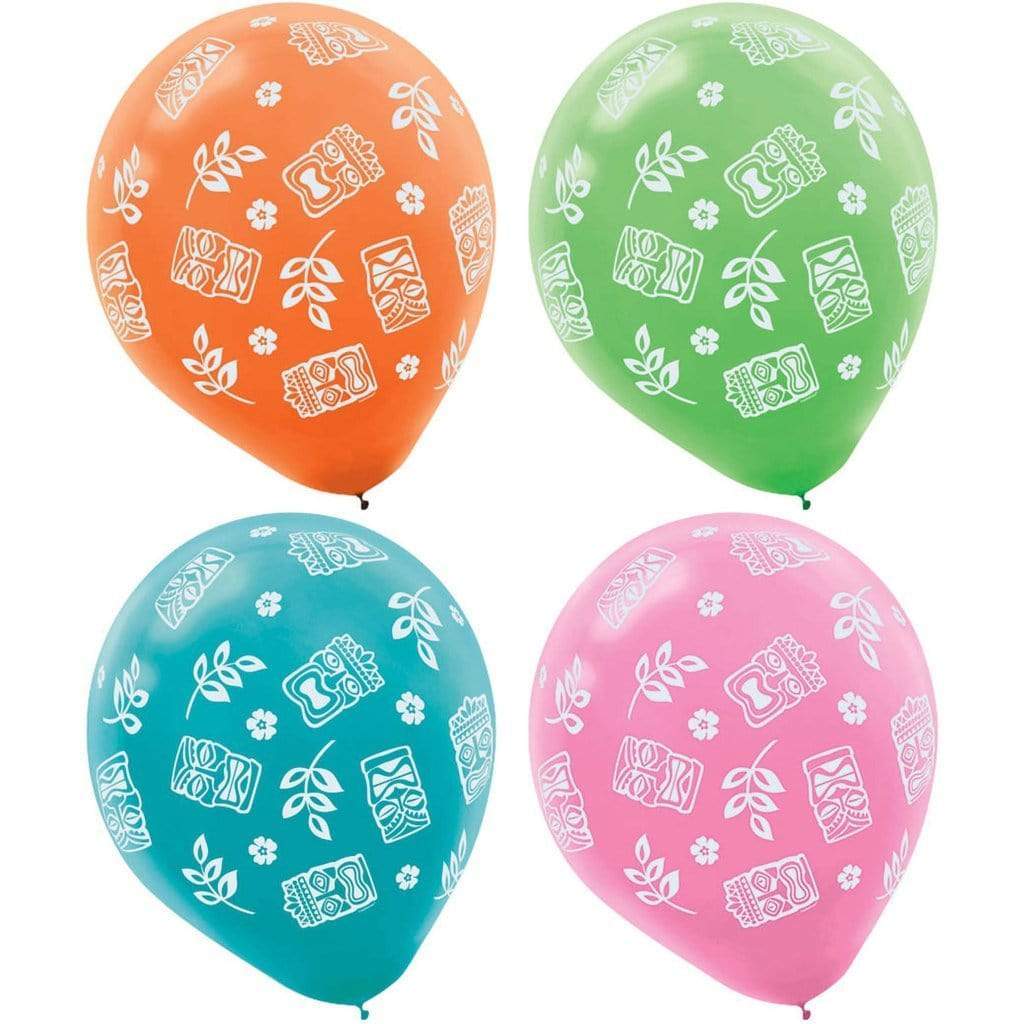 Amscan Latex Tiki Printed 12" Latex Balloons (15 Count)