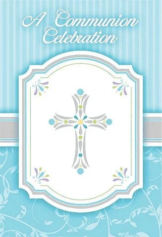 Amscan Party Supplies Communion Invitations Blue (16 count)