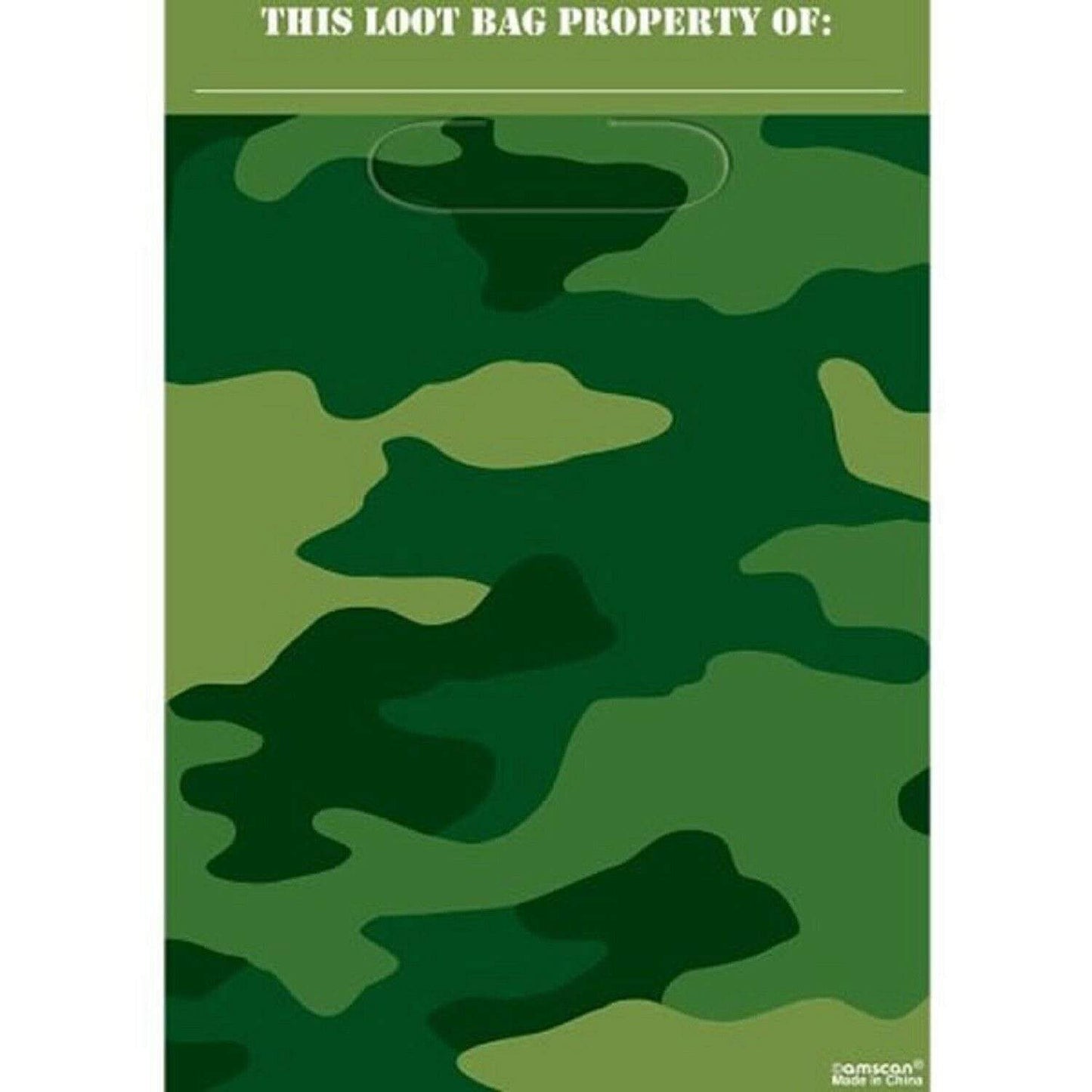 Amscan Party Supplies Folded Loot Bag Camouflage (8 count)
