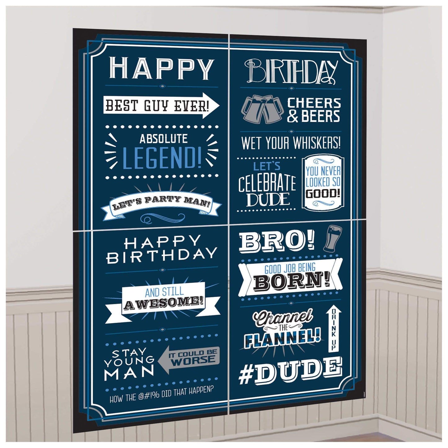 Amscan Party Supplies Happy Birthday Man Scene Setters (16 count)