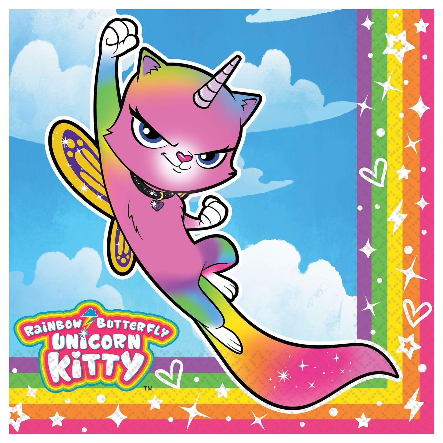 Amscan Party Supplies RAINBOW BUTTERFLY UNICORN KITTY LUNCH NAPKINS (16 count)