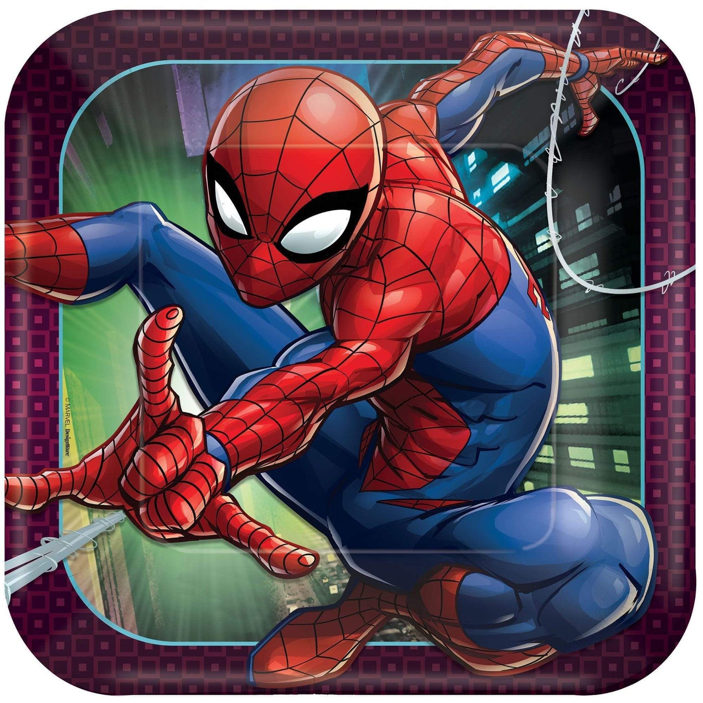 Amscan Party Supplies Spider Man Web 9in Square Plates 9″ (8 count)