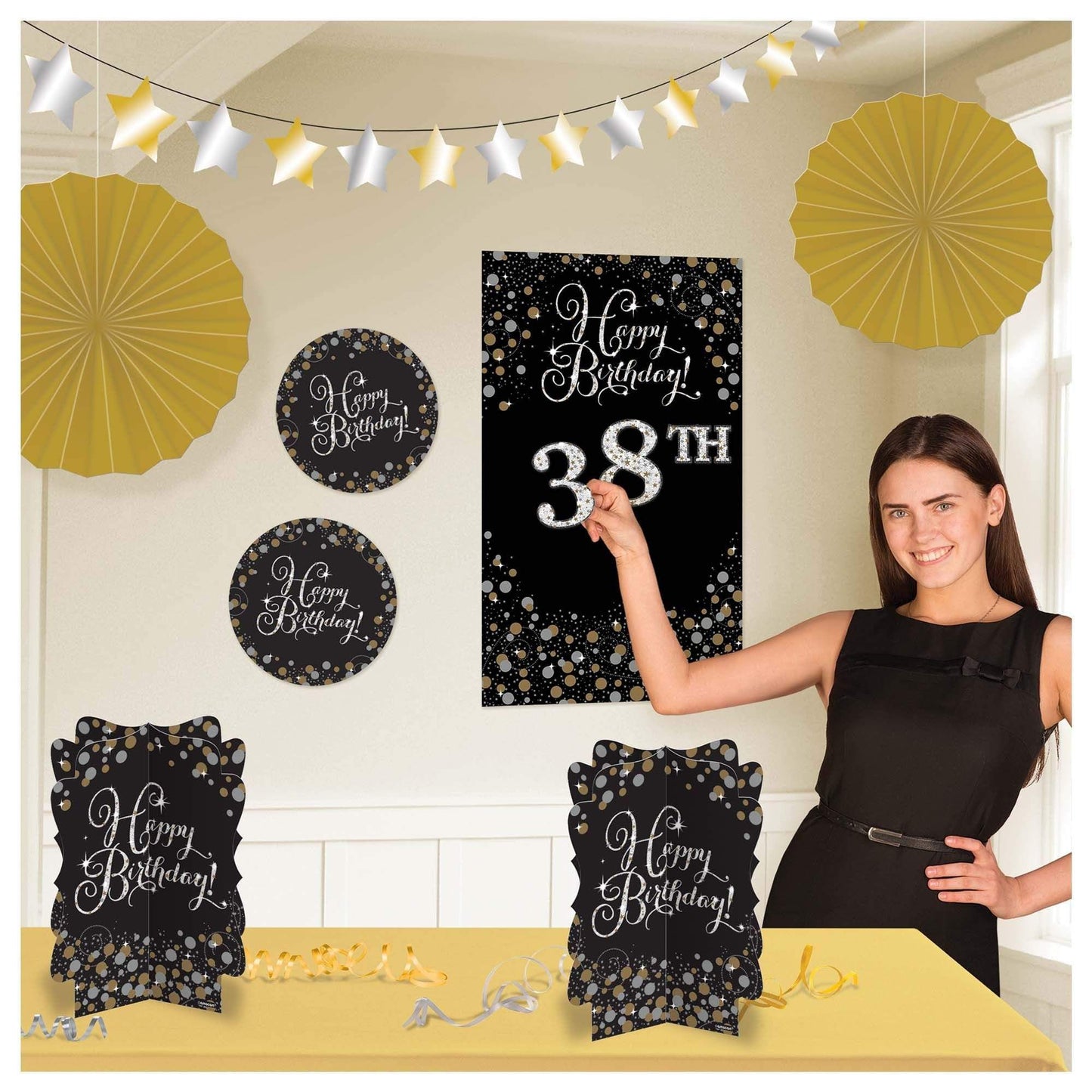 Amscan Party Supplies Sprklng Celebration Room 38 Bday Kit