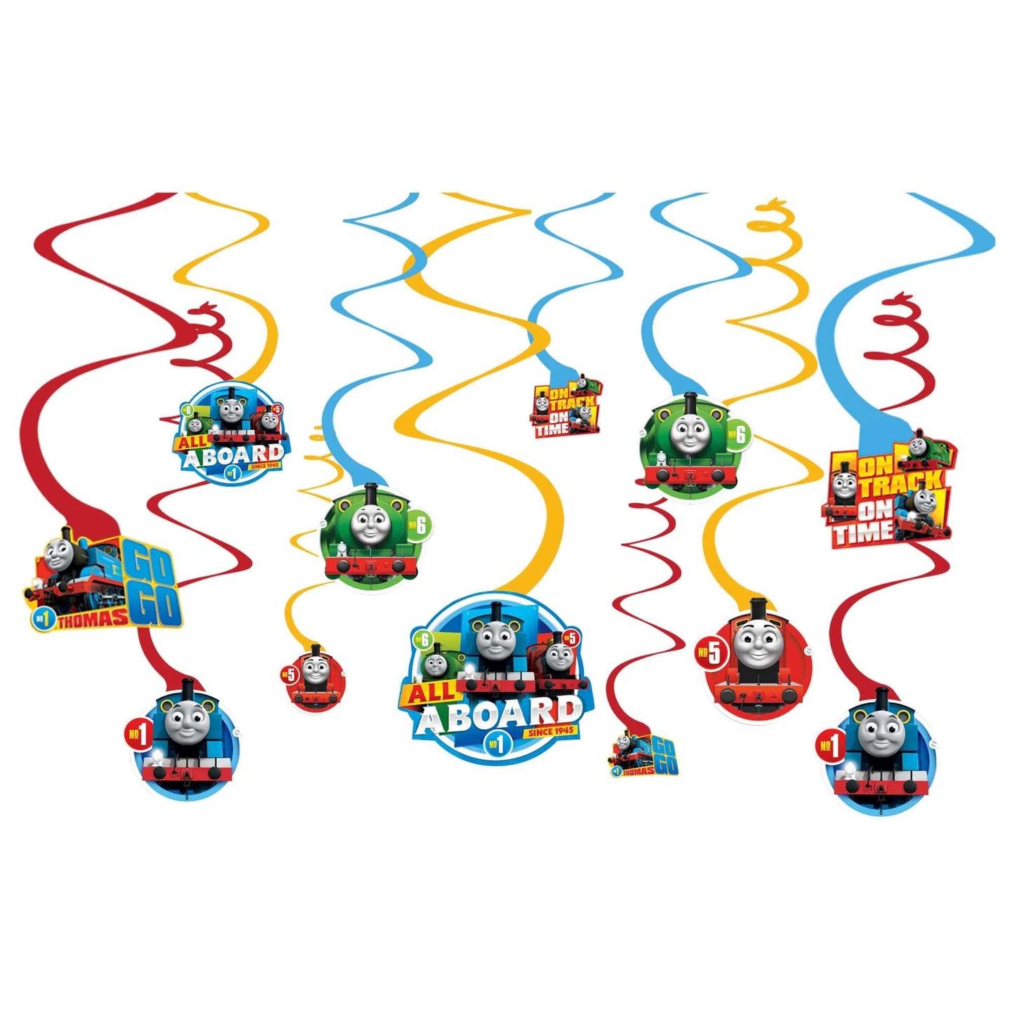 Amscan Party Supplies Thomas All Aboard Swirl Decorations (12 count)