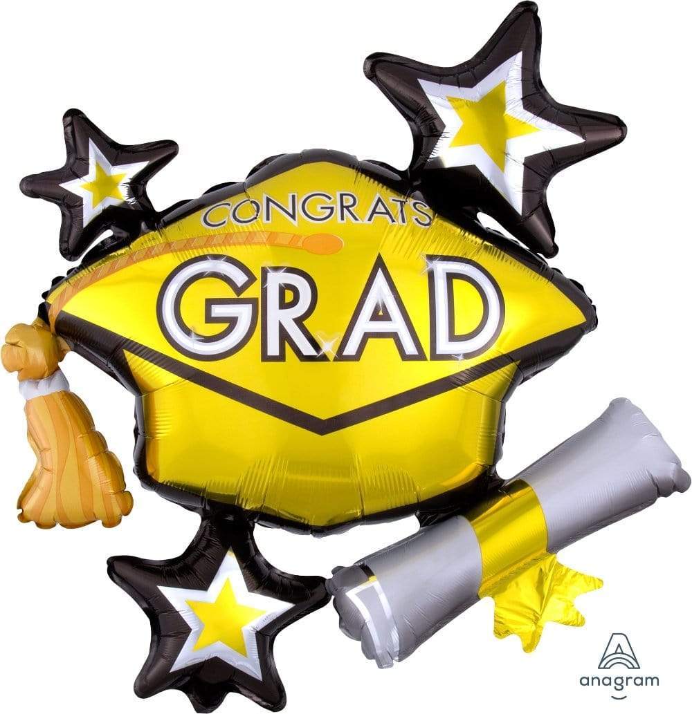 Anagram Congrats Grad Yellow 31″ Cluster Balloon