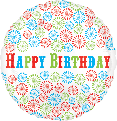 Anagram Mylar & Foil 18" Flower Pattern Happy Birthday Foil Balloons