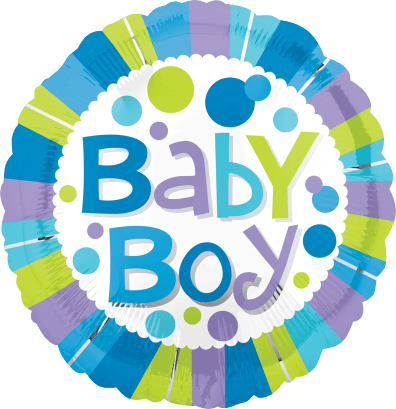 Anagram Mylar & Foil Baby Boy Dots & Stripes 18″ Foil Balloon