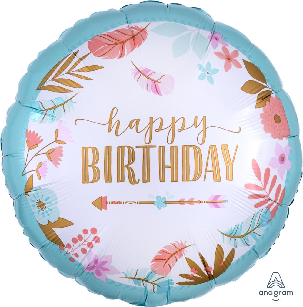Anagram Mylar & Foil Boho Birthday Girl 17″ Balloon