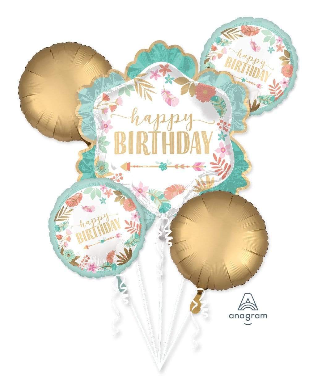 Anagram Mylar & Foil Boho Birthday Girl Balloon Bouquet
