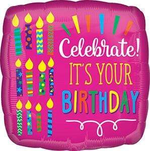 Anagram Mylar & Foil Celebrate It's Your Birthday 18″ Balloon