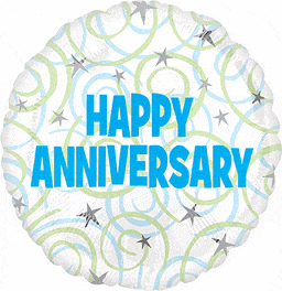 Anagram Mylar & Foil Happy Anniversary Swirls 18″ Balloon
