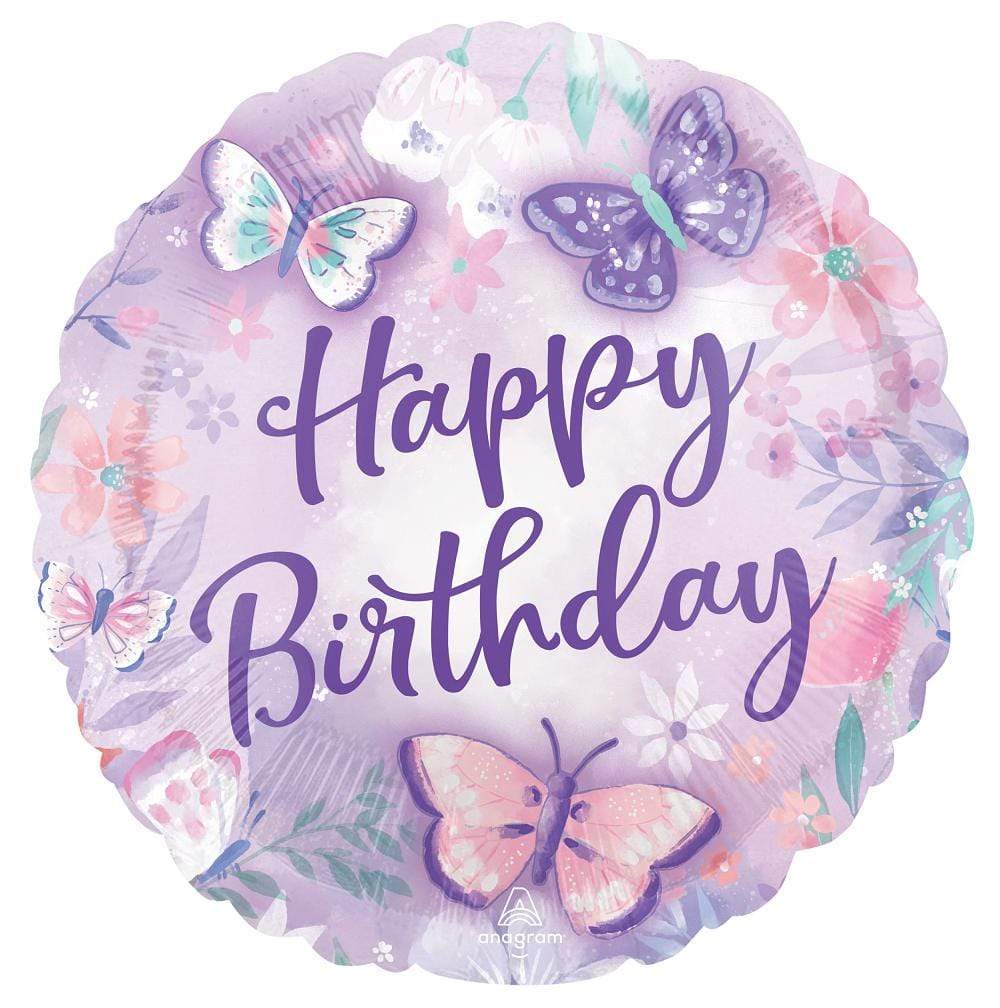 Anagram Mylar & Foil Happy Birthday Butterfly Flutters 18″ Balloon