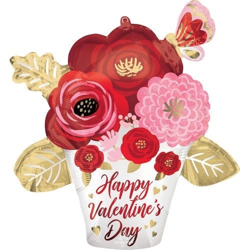 Anagram Mylar & Foil Happy Valentine's Day Satin Flowers 26″ Balloon