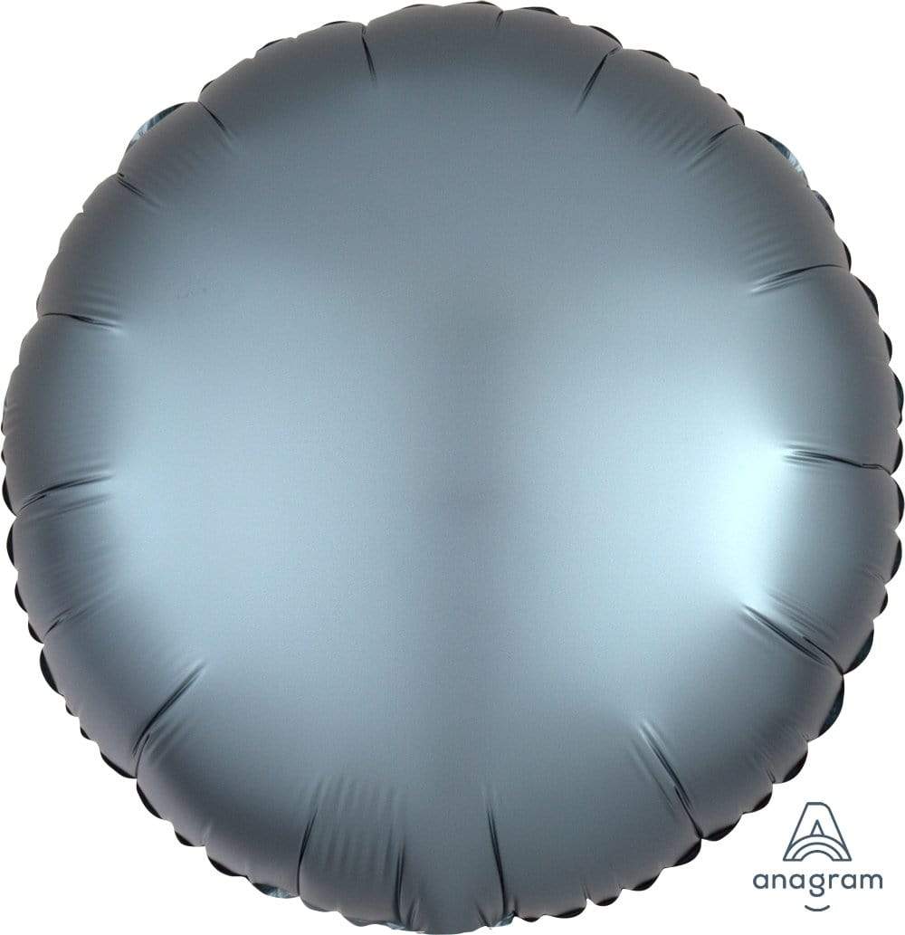 Anagram Mylar & Foil Satin Luxe™ Steel Blue Circle 18″ Balloon