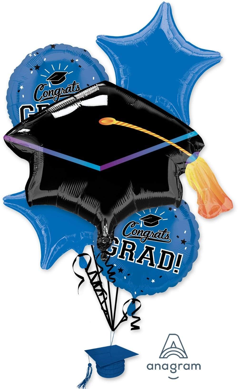School Colors Pride - Blue Congrats Grad! Balloon Bouquet