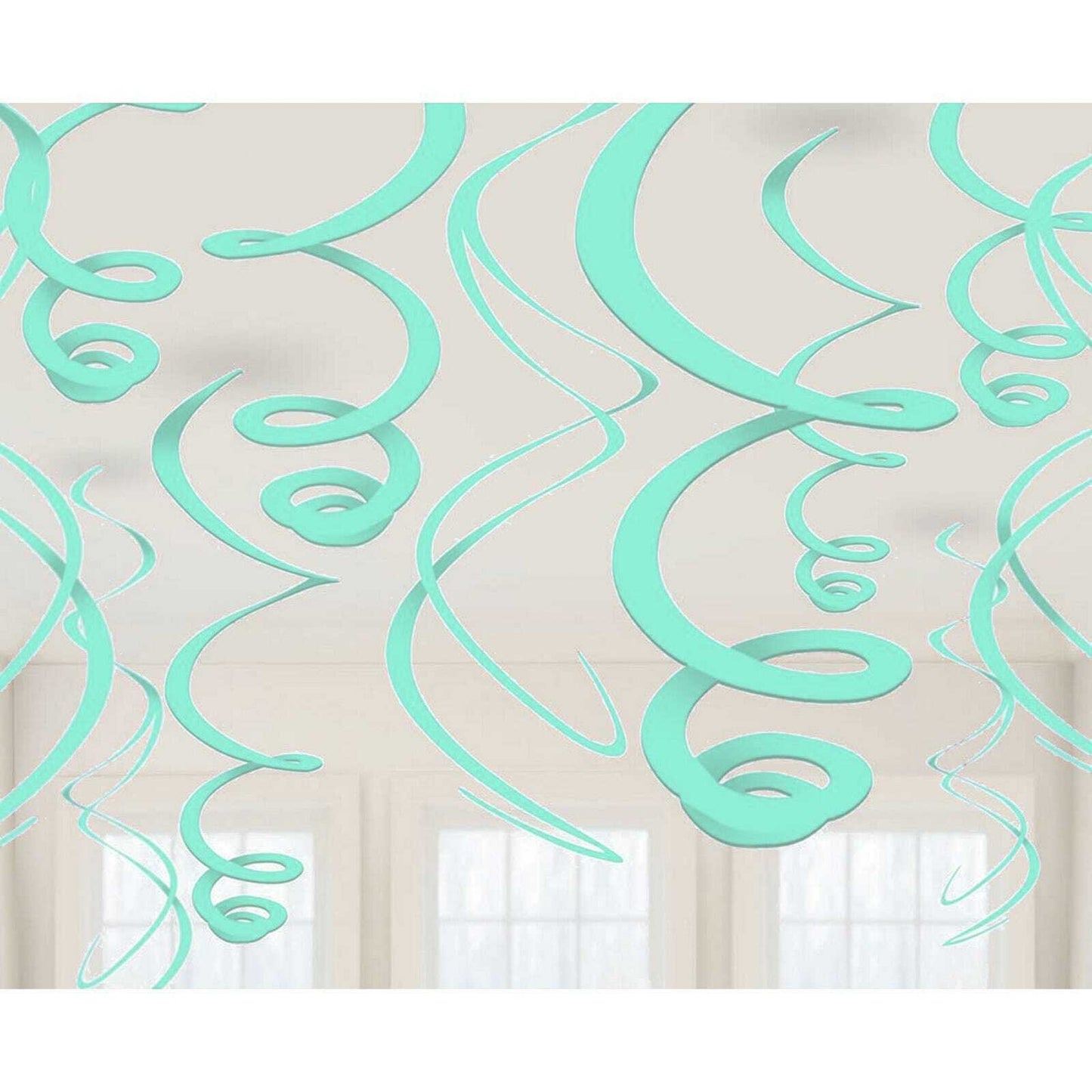 Aqua Blue Swirl Decoration 12pc - Amscan
