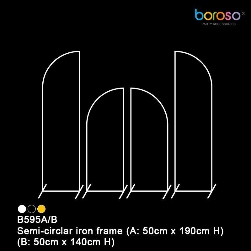 B595A White Semi-Circler Iron Frame 2pc - Tall - Borosino