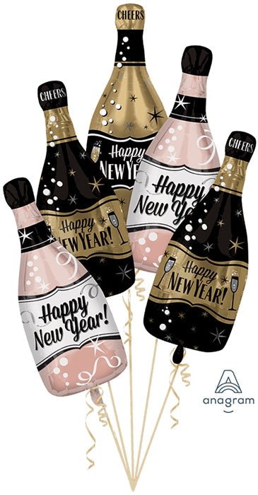 Balloon Bouquet - Happy New Year Bubbly Bottles Anagram