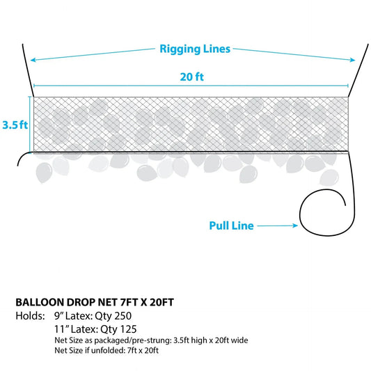 Balloon Net Pre-Strung™ (20ft x 7ft) - Silver Rainbow