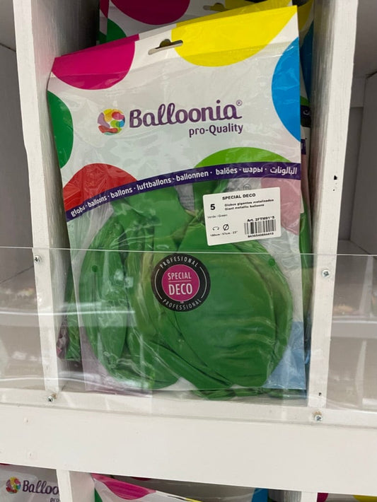 Balloonia Latex Metallic Green 23″ Latex Balloons (5 count)