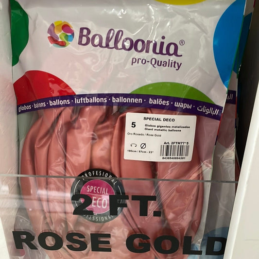 Balloonia Latex Metallic Rose Gold 23″ Latex Balloons (5 count)
