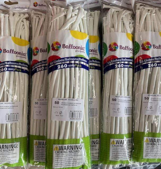 Balloonia Latex White 260 Latex Balloons (50 count)