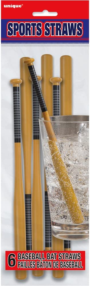 Baseball Plastic Straw by Unique from Instaballoons