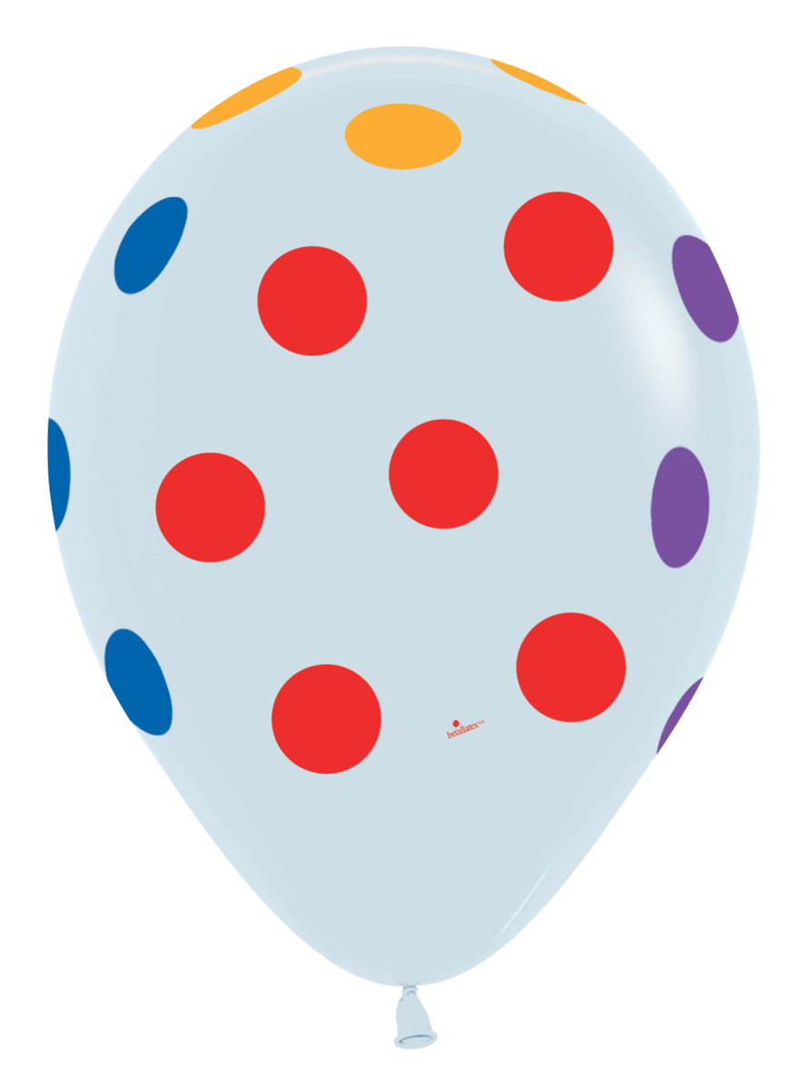 Betallic Latex Fashion White Colorful Polka Dots 11″ Latex Balloons (50 count)