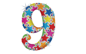 Betallic Mylar & Foil 9 40" Giant Number Balloons with Holographic Multi-Color Stars