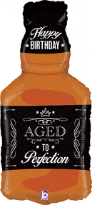 Betallic Mylar & Foil Birthday Aged to Perfection Whiskey 34″ Balloon