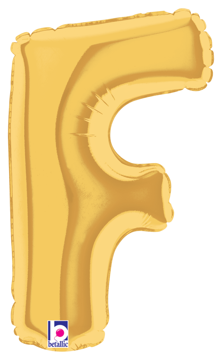 Betallic Mylar & Foil Gold Letter F (requires heat-sealing) 7″ Balloon