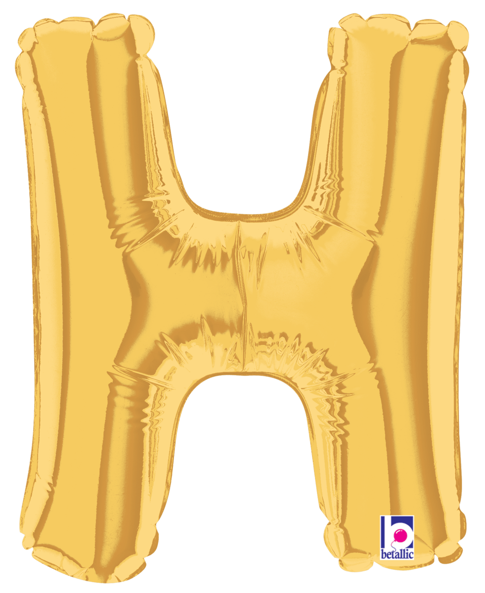 Betallic Mylar & Foil Gold Letter H (requires heat-sealing) 7″ Balloon